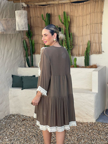 VESTIDO BATA BOHO SCHARON MARROM